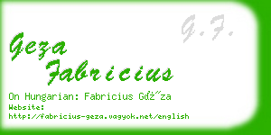 geza fabricius business card